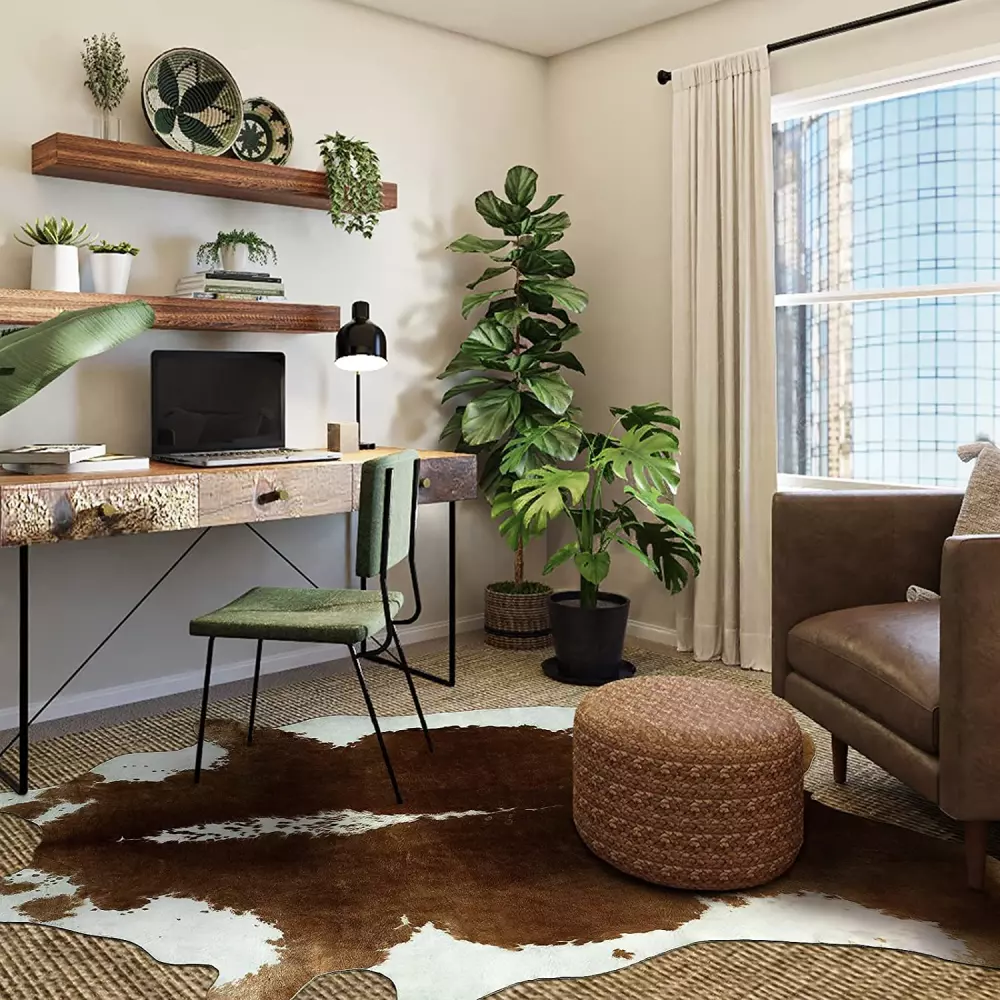 6: Bringing Nature Indoors: Natural Elements in Home Office Rug Ideas