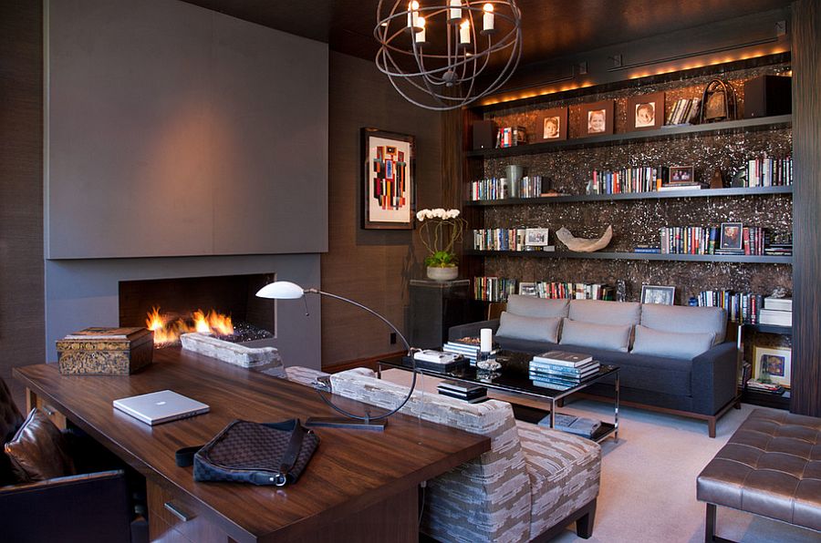 Home Office Ideas for Him: A Fireplace