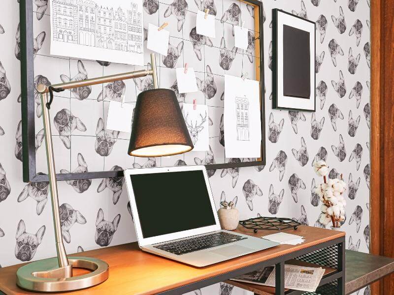 Office Nook with Bold Wallpapers