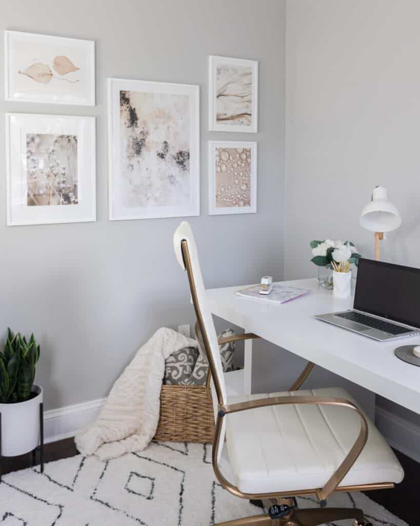 gallery wall in home office setting