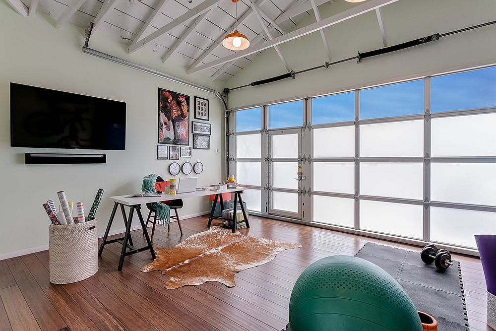 glass panes and natural light in the garage office setting