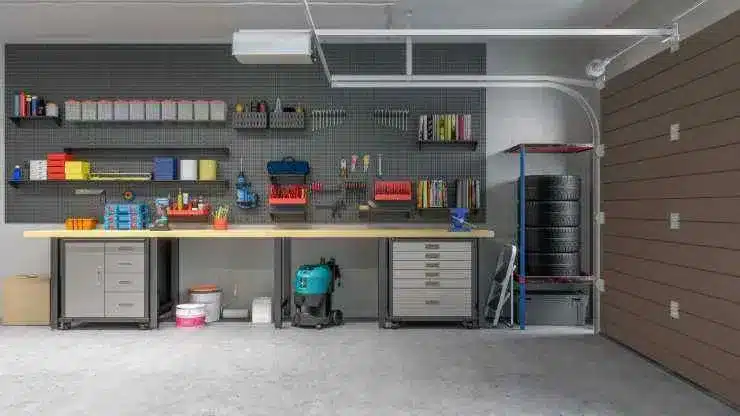 an office setup in the garage