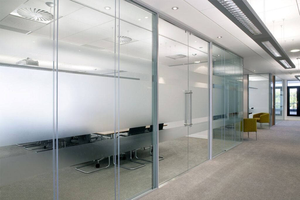 office with Frosted Glass Doors