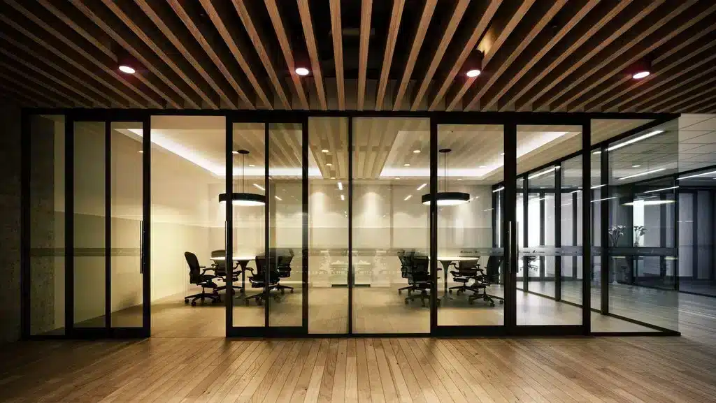 sliding glassdoor in office