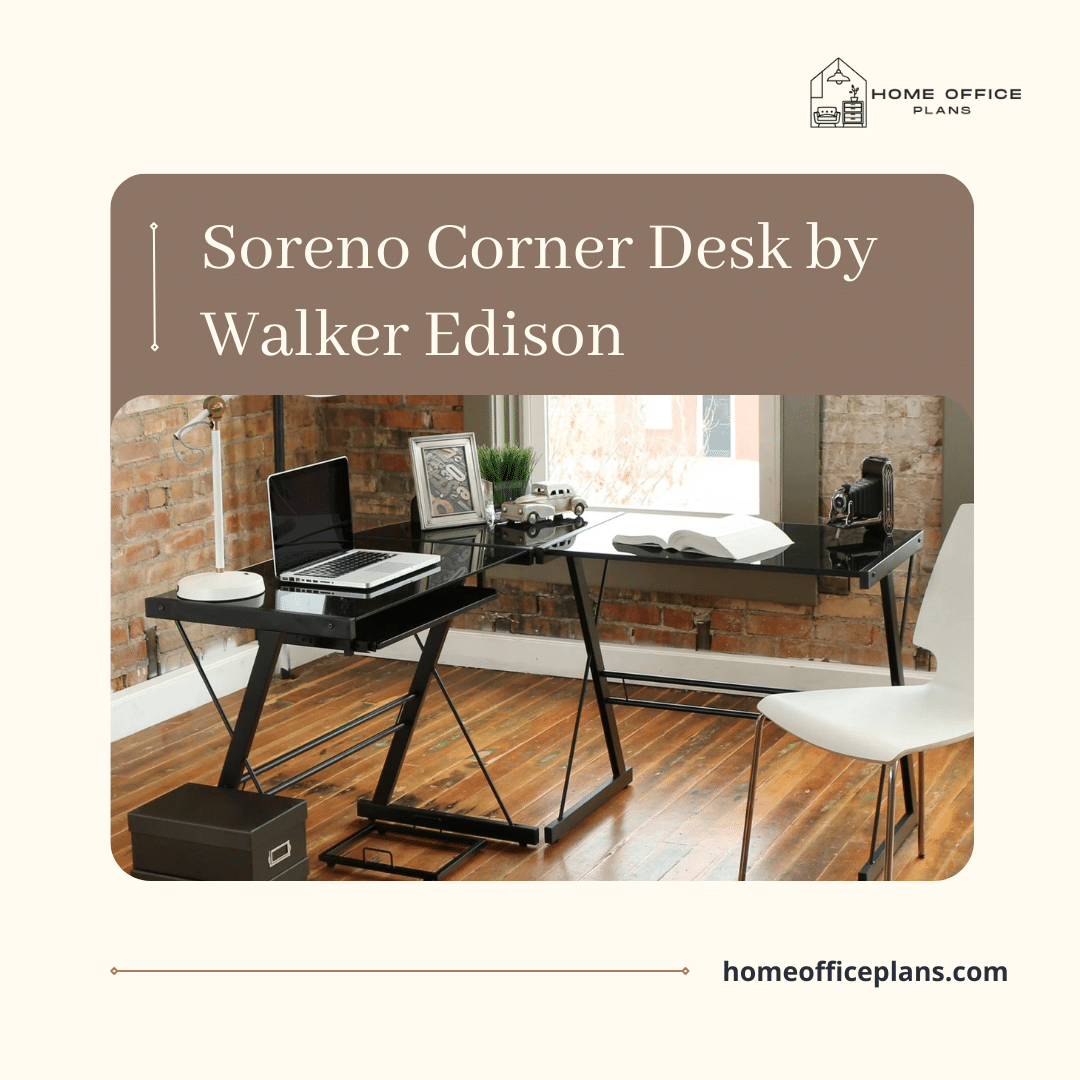 Soreno Corner Desk by Walker Edison in a home office setup