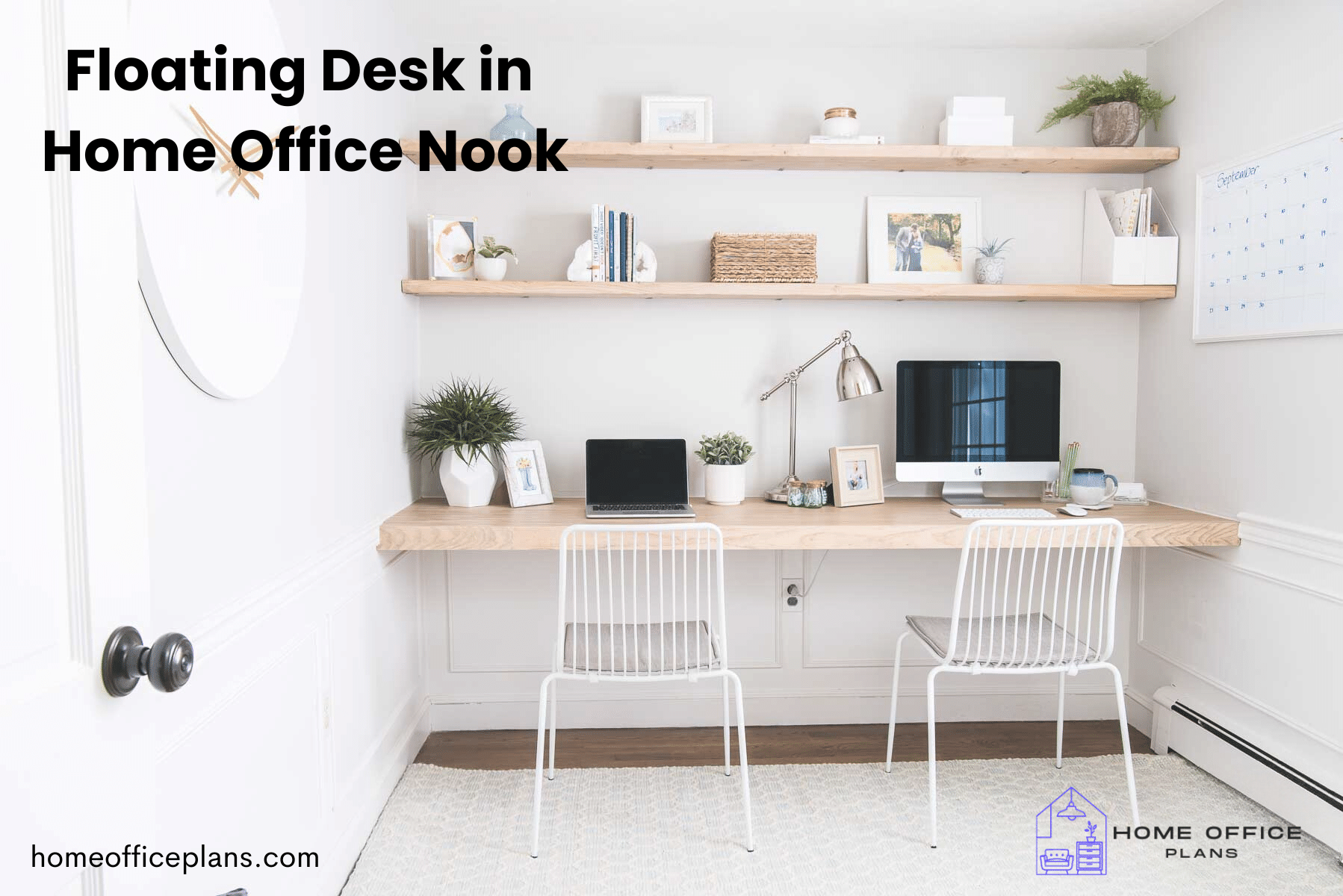 Floating Desk in Home Office Nook